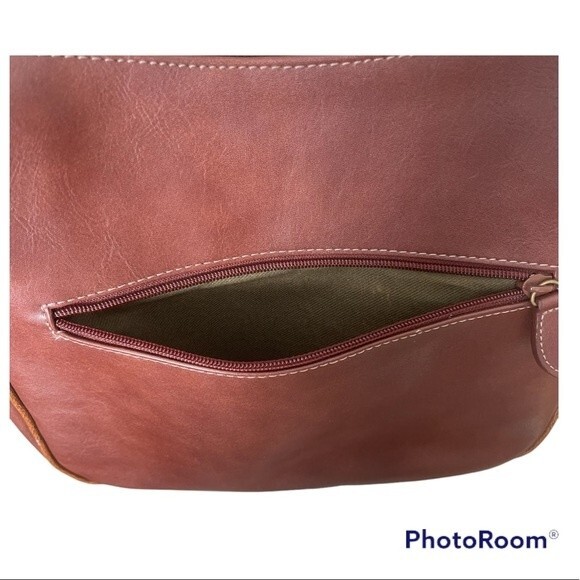 Dockers Suede Army Green & Brown Genuine Leather Purse - Shoulder Bag - EUC - Picture 9 of 11